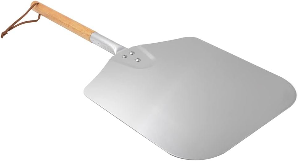 onlyfire 13.5″x16″ Metal Pizza Peel w/Wooden Handle, 28″ Long Paddle | Aluminum Baking Spatula for Bread Pies, for Indoor & Outdoor Grill Oven