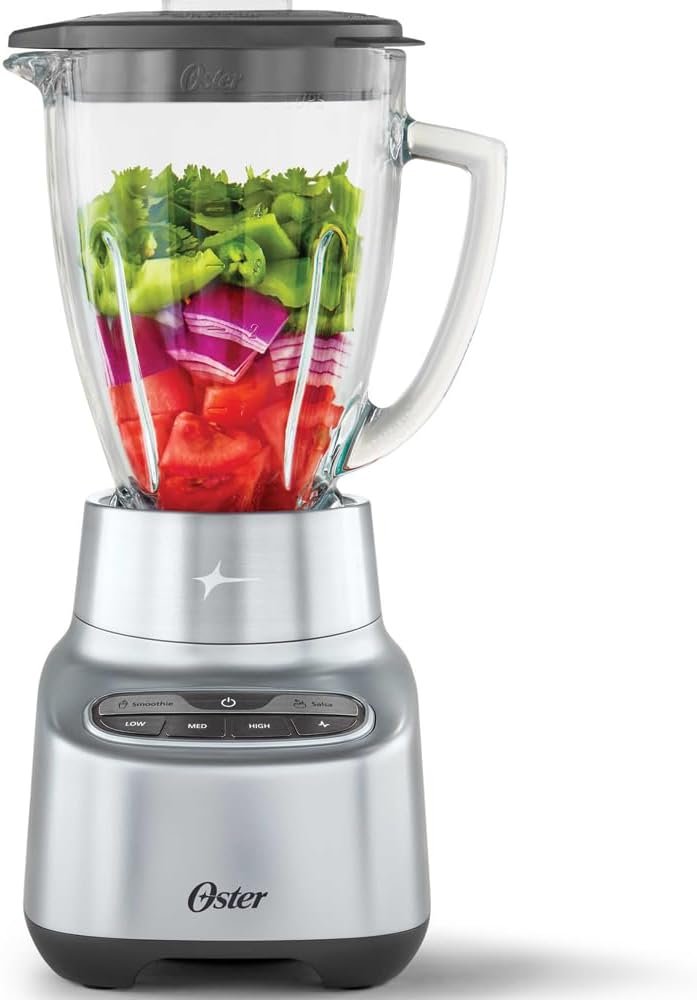 6-Cup Glass Jar One-Touch Blender, Multi-Speed Countertop Blender with Stainless Steel Blades, Smoothie, Shake, Salsa & Food Processing Blender