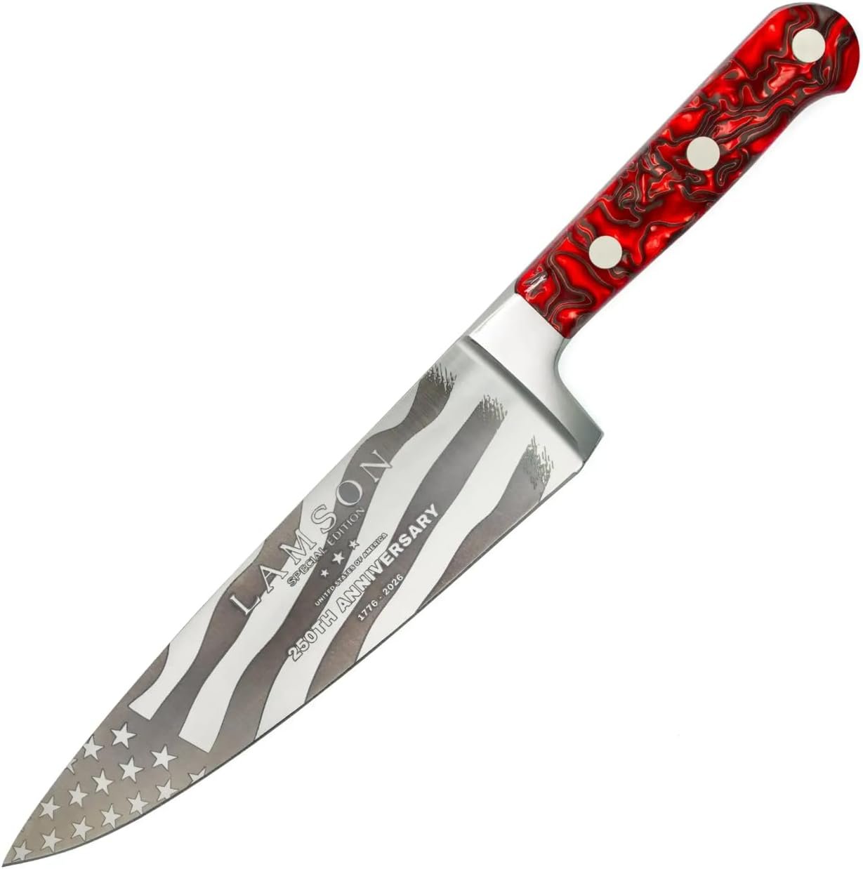 Lamson Premier Forged 8″ Chef’s Knife with USA 250th Anniversary Engravings