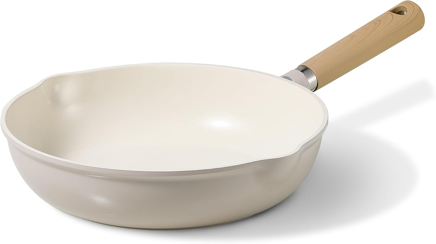 CAROTE 10″ Ceramic Frying Pan Skillet, Non Stick Skillet Chef’s Pan, Healthy & PFOA/PFAS Free, Induction-Compatible, Taupe