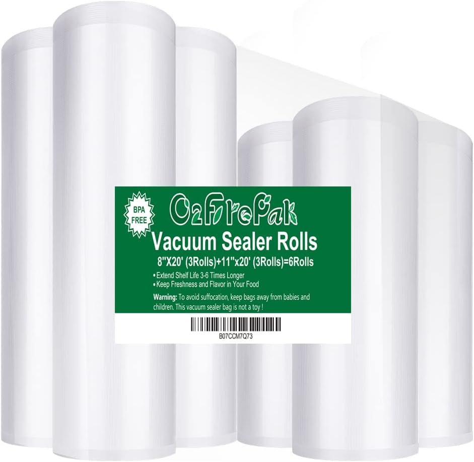 O2frepak 6Pack Vacuum Sealer Rolls 8″/11″x20′ BPA Free Storage Bags Rolls