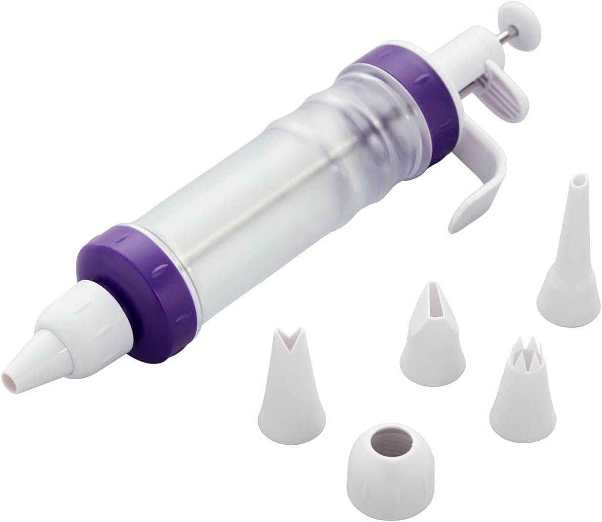 Wilton Dessert Decorator Piping Kit, Plunger-Style Tool | Plunger-Style Decorator Includes Couplers, Fill Tip & 4 Decorating Tips, Perfect for Filling, Frosting & Decorating Treats