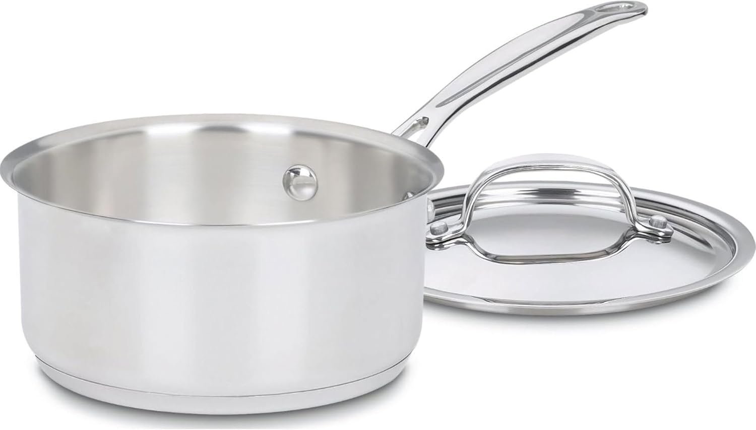 Cuisinart 1.5 Quart Sauce Pan with Cover, Stainless Steel Pot with Lid, Small Kitchen Pots, Dishwasher Safe, Compatible with Induction, Electric, Gas Cooktops, Oven Safe Saucepan, Cool Grip Handles | Stainless steel saucepan with aluminum encapsulated base for quick heating, dishwasher safe & oven safe to 550°F, 719-16