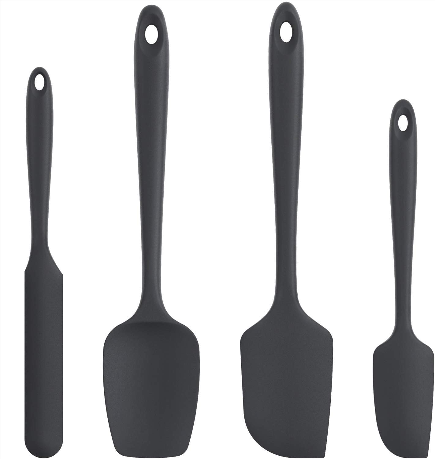 U-Taste Silicone Spatula Set with 600 Degrees Fahrenheit Heat Resistant (Black) | Food Grade Hot-Proof Seamless Rubber Scraper, Kitchen Flexible Silicon Cooking Utensil Set, Diswasher Safe Baking Supplies