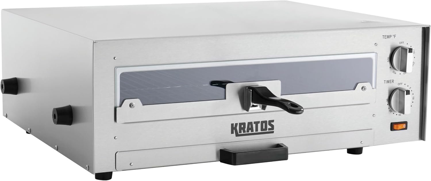 Kratos 16″ Commercial Electric Countertop Pizza Oven, 120V, 1700 Watts | Stainless Steel Pizza Oven with Glass Door for Restaurants, Cooks Pizzas up to 16″ in Diameter