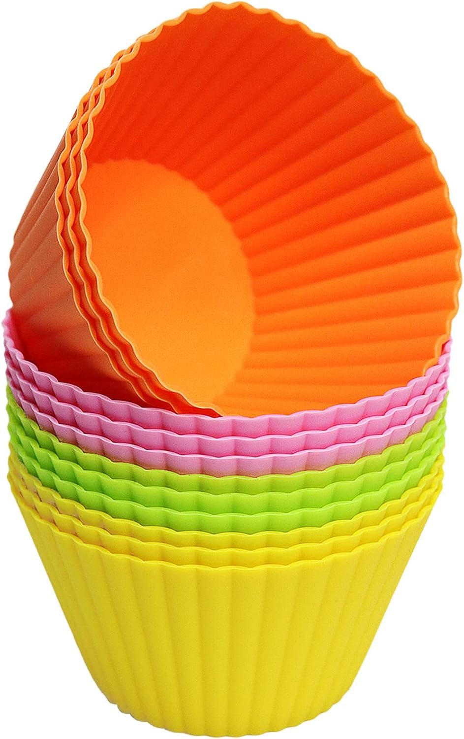 Extra Large Silicone Cupcake Baking Cups 12 Pack(3.54 Inch) | Non-stick, Reusable, Jumbo, Easy to Clean, for Cupcake, Muffin, Mousse