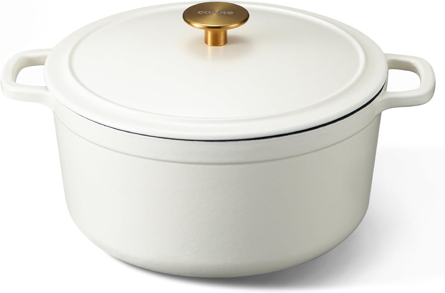 CAROTE 5QT Cream White Enameled Cast Iron Dutch Oven Pot with Lid | Used for Sourdough Bread Baking, Braising, Healthy Non Toxic Cookware Dual Handles, Oven Safe up to 500° F