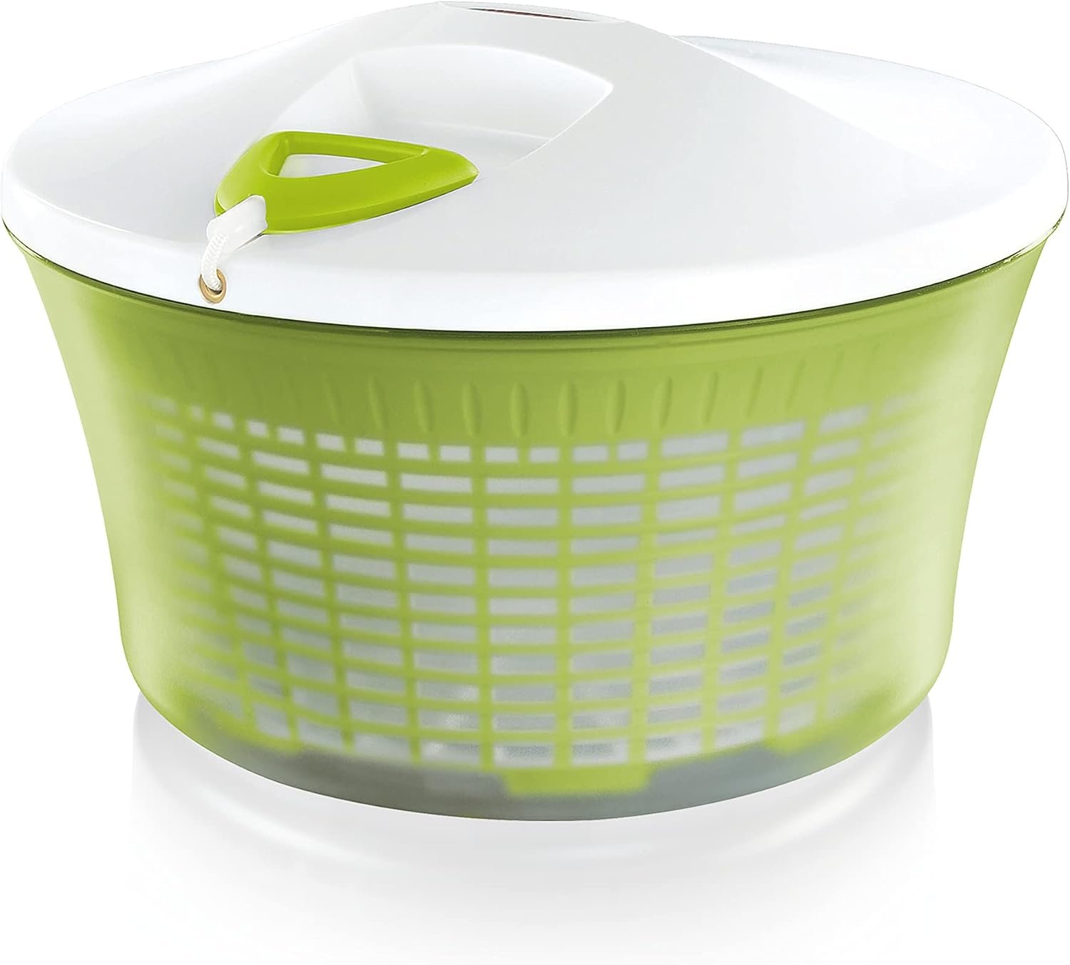 Leifheit Comfortline Signature Salad Spinner – Ergonomic Left/Right-Handed Spin, Non-Slip Base, Fast Gentle Drying, Multi-Use Bowl for Serving, Durable Hygienic White Plastic Design