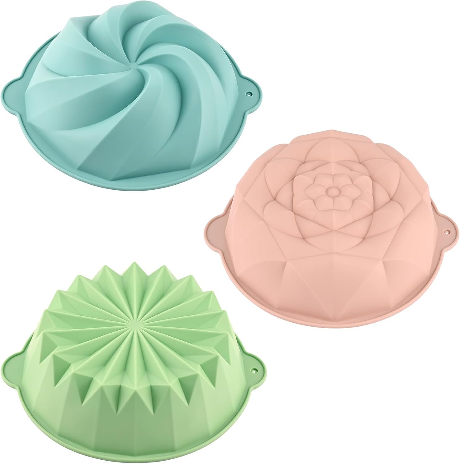 HUAKENER Flower Shape Cake Molds, 3 Pcs Silicone Cake Molds | Nonstick Silicone Cake Pan for Jello Cakes, Cheese Cakes, Strawberry Shortcake, Brownie Tart Pie
