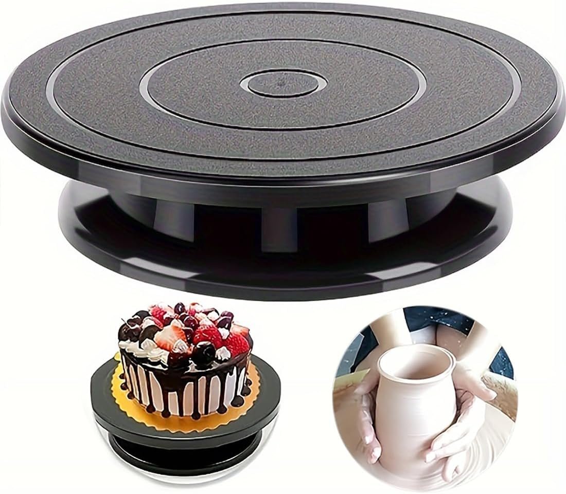 Cake Turntable, 11”Cake Stand Decorating Bakery Supplies, Turnable Black Painting Turn Table Stand for Pastries, Cupcakes and Cake Decorations(Black) (Black Small turntable 1PCS)