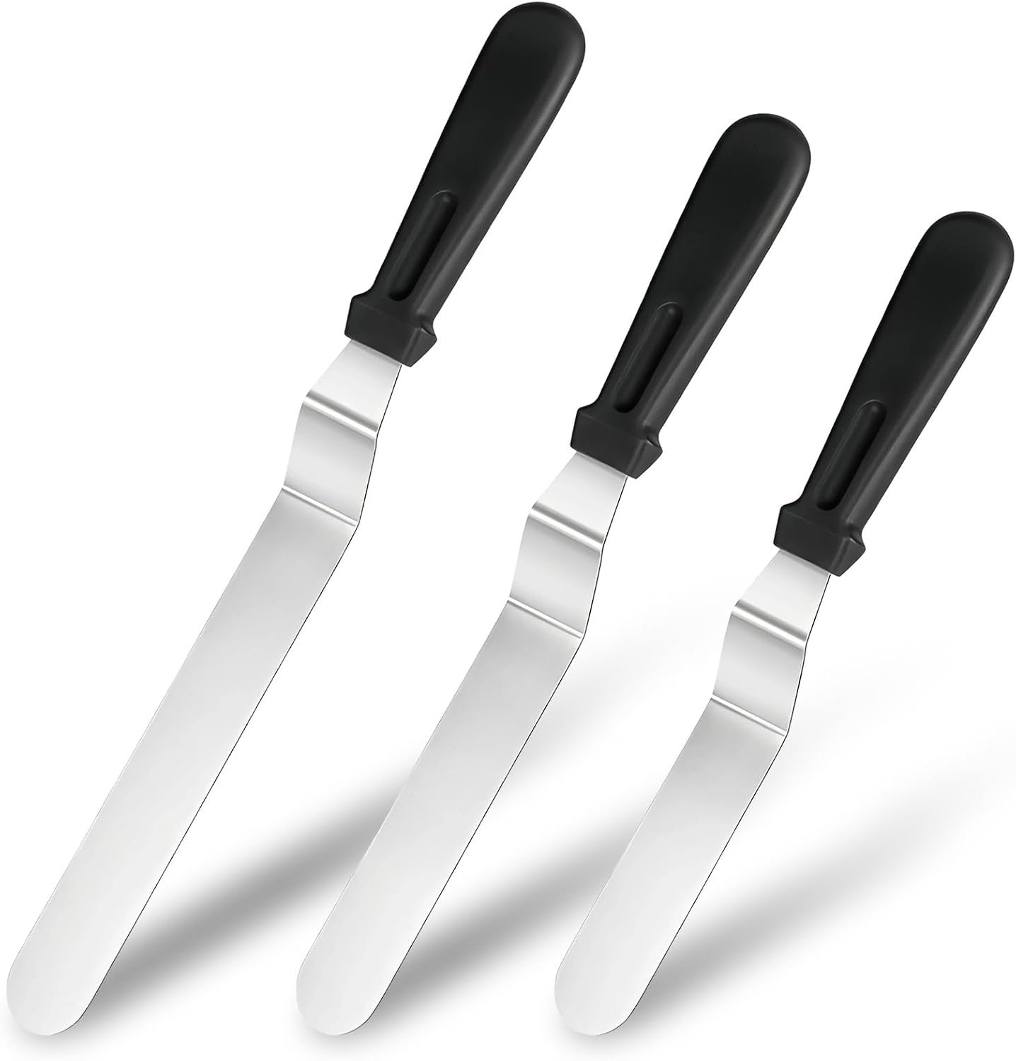 3 PCS Icing Spatulas, Offset Spatula 6/8/10 inch | Stainless Steel Blades, Professional Frosting Spatulas with Ergonomic Handle for Cake Decorating, Baking & Pastry
