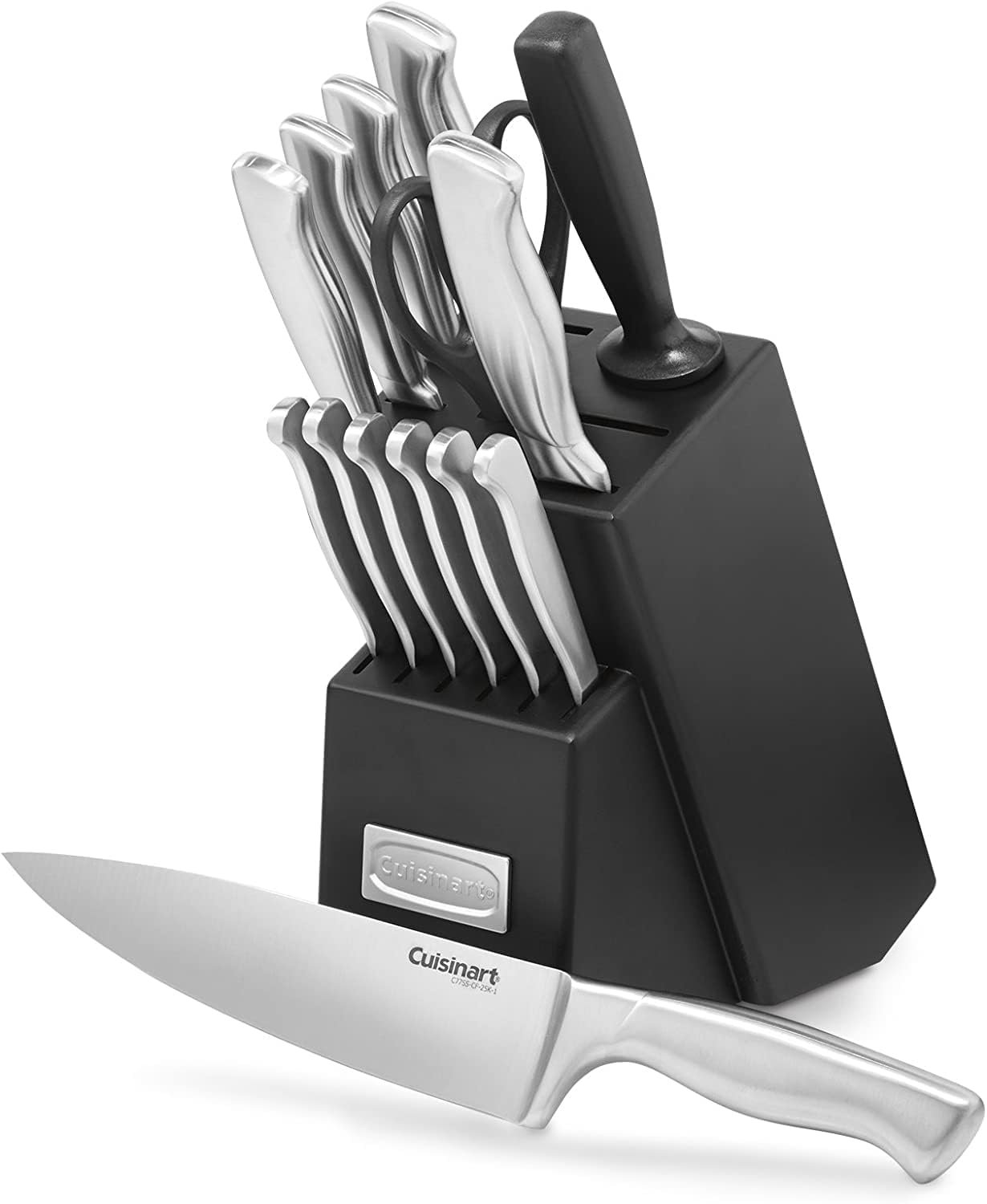 Cuisinart 15-Piece Stainless Steel Hollow Handle Block Set, C77SS-15PK | C77SS-15PK, kitchen knife set with high-carbon stainless steel blades, sharpening steel, household shears & wooden block