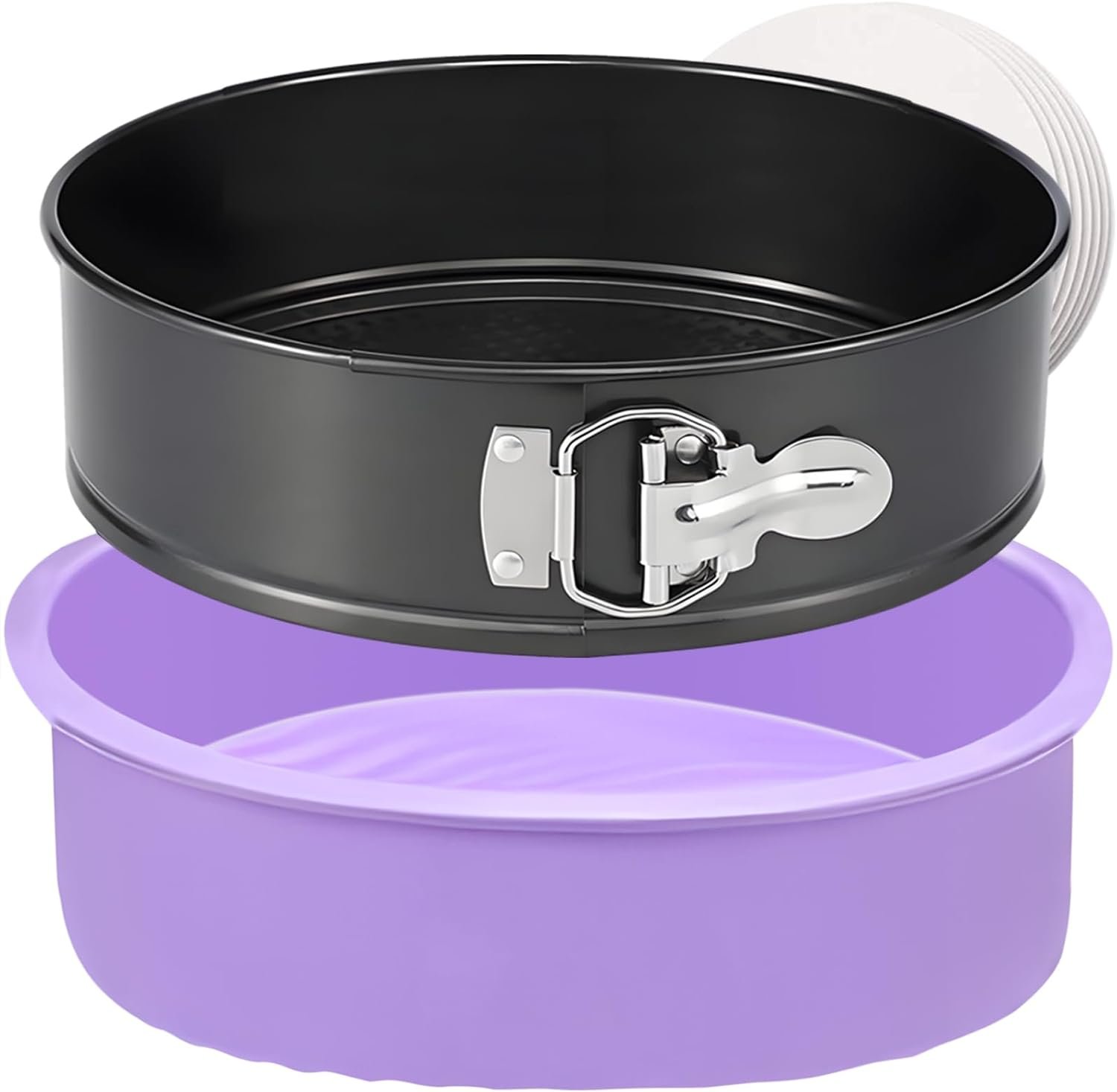 Springform Pan 9 Inch Nonstick Cheesecake Pan with Protector | Leakproof Spring Form Pan for Cheesecake, Round Cheese Cake Pans for Baking, 9 Inch Springform Cake Pan with 50Pcs Parchment