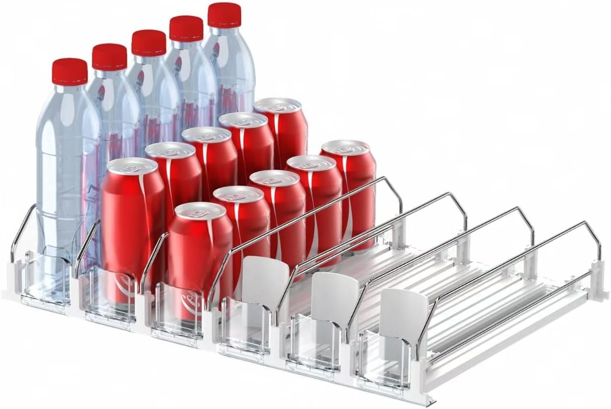 IBORING Drink Organizer for Fridge,Holds up to 30 Cans | Self Pushing Fridge Drink Organizer,Automatic Drink Dispenser for Fridge,Idea for fridge organizers and storage