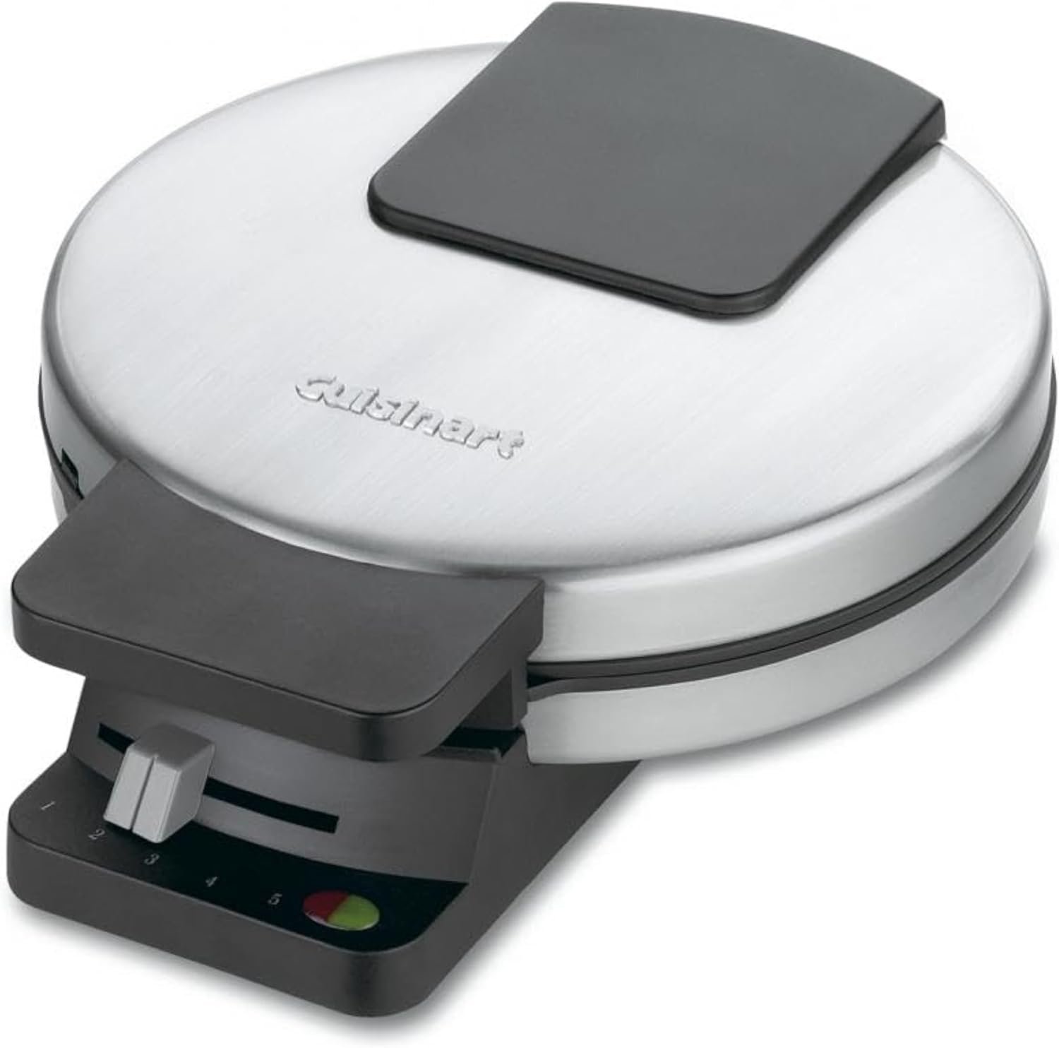 Cuisinart Waffle Maker, 5-Setting Browning Control, Stainless Steel | Stainless steel waffle maker with 5-setting browning, red/green indicator lights, & a compact waffle maker design, WMR-CANAS