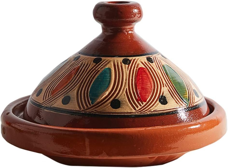 Verve CULTURE Moroccan Tagine Pot, Traditional Ceramic Cooking Pot, Custom Style Tangine, Traditional Design, 7″ tall / 10″ diameter