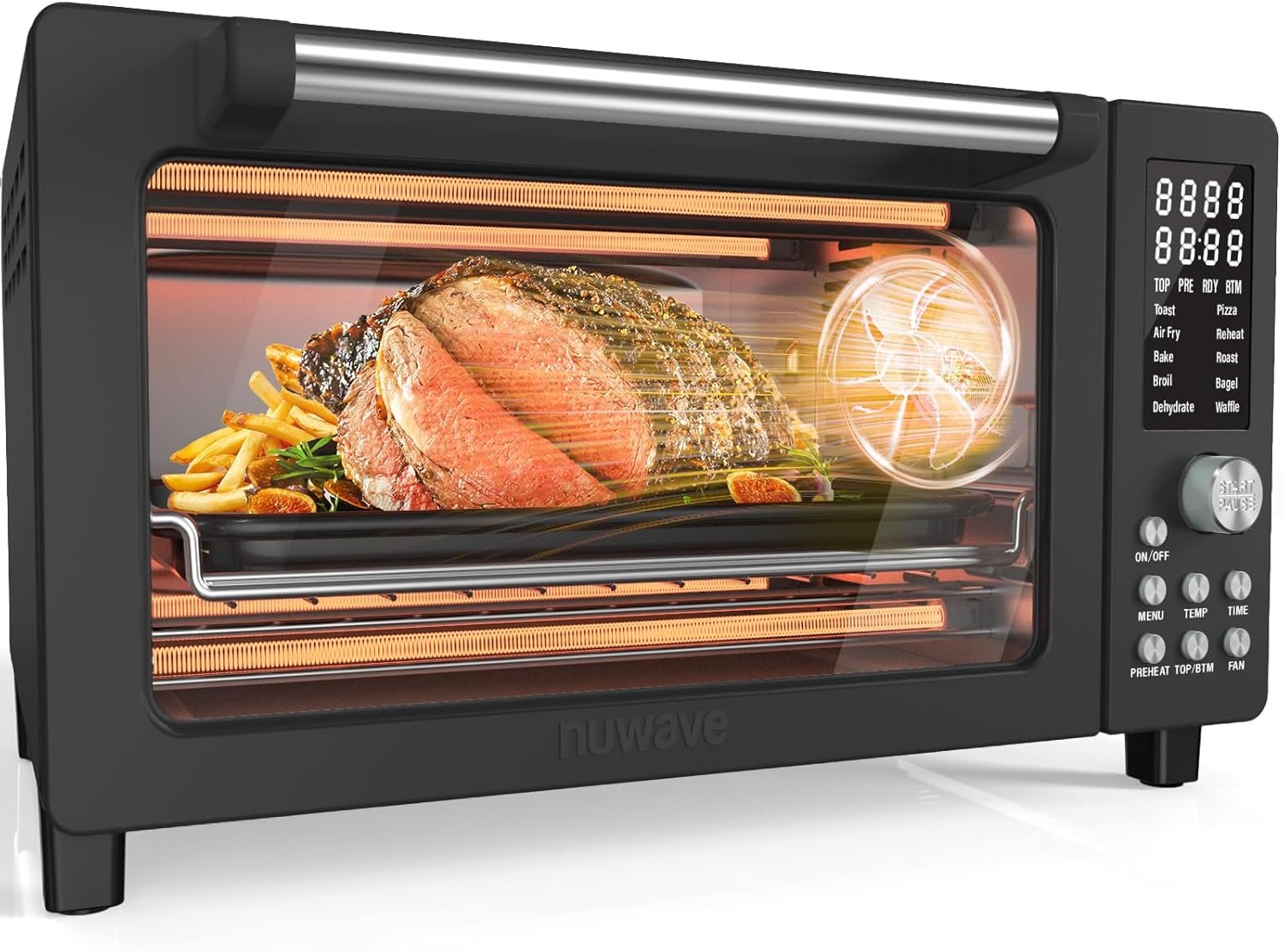 Nuwave Bravo Pro Smart Air Fryer Toaster Oven Countertop Combo | 10-in-1 Cooking Functions, 1800W, 50-450°F, 21-Qt, PFAS-Free, Upgraded Super Convection, Black