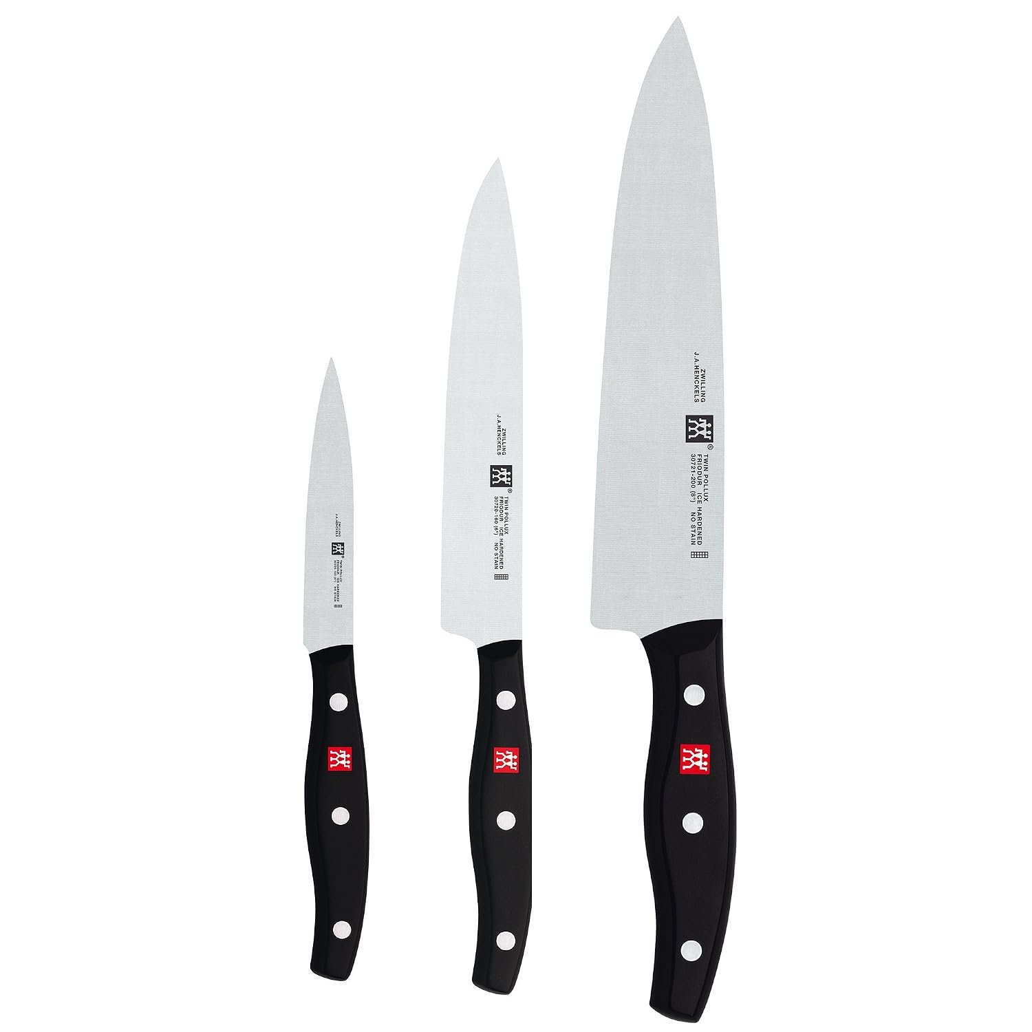 ZWILLING Twin Signature 3-Pc Knife Set Made in Germany | Ultra Sharp Blades Made with Special Formula Friodur Ice Hardened Steel for Durability. Dishwasher Safe and Comfortable Grip.