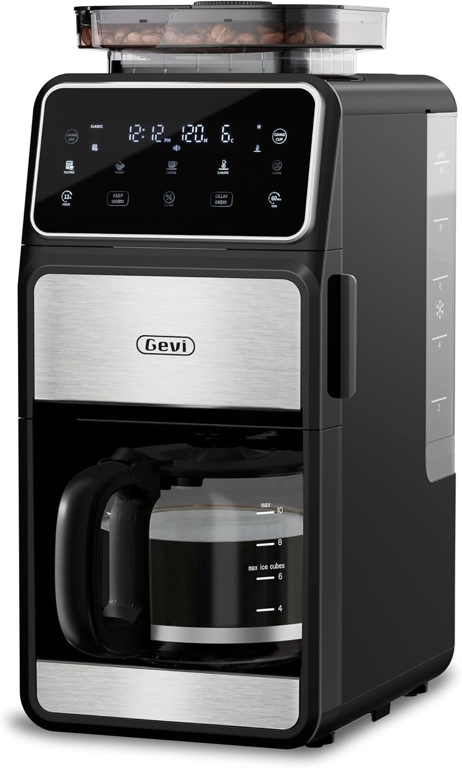 Gevi 10-Cup Drip Coffee Maker With Built-In Burr Grinder & Touch Screen