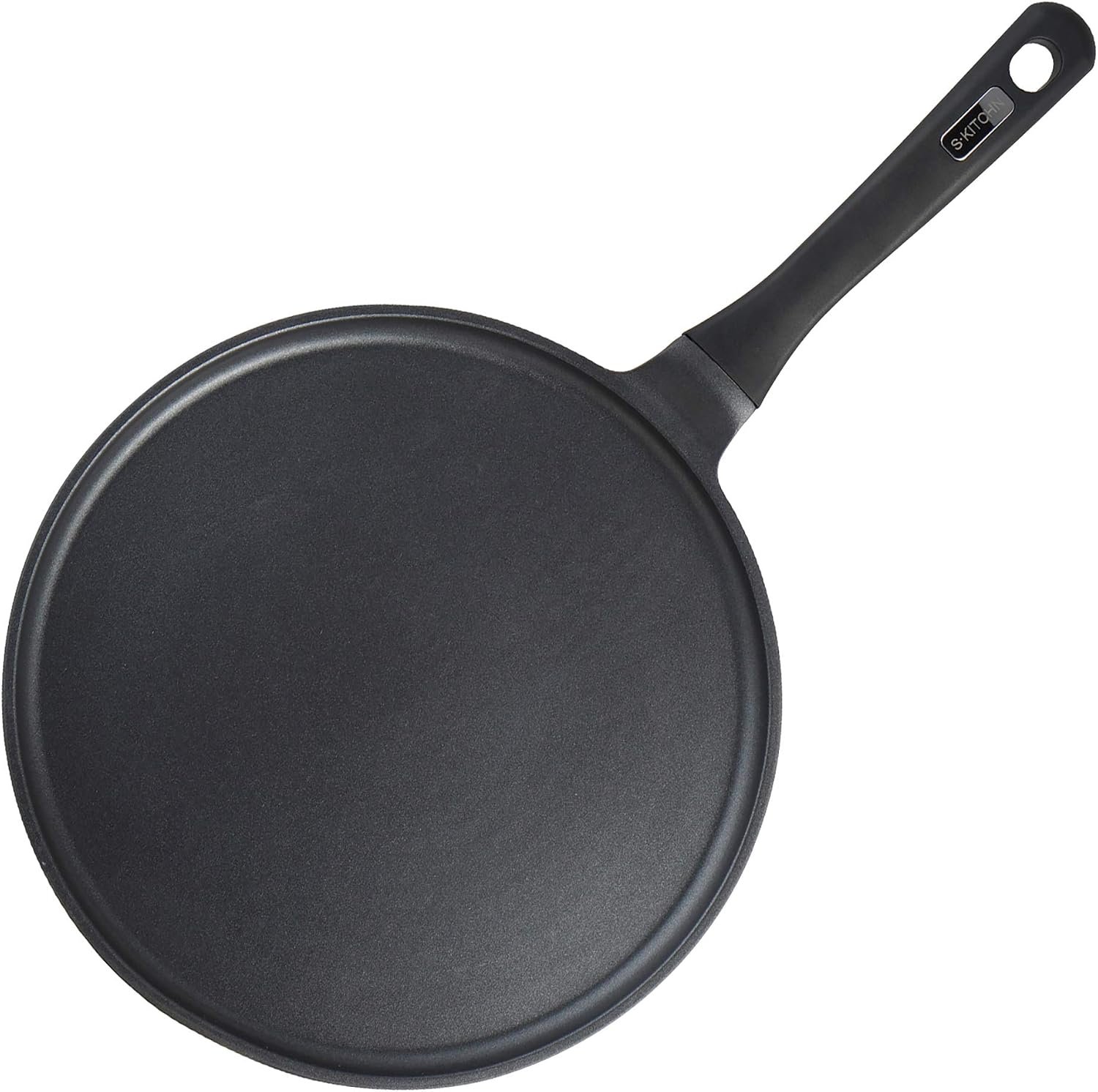 S·KITCHN Crepe Pan Nonstick Dosa Pan for Roti Indian, Non-Stick Pancake Griddle Compatible with Induction Cooktop, Comal for Tortillas – 11IN