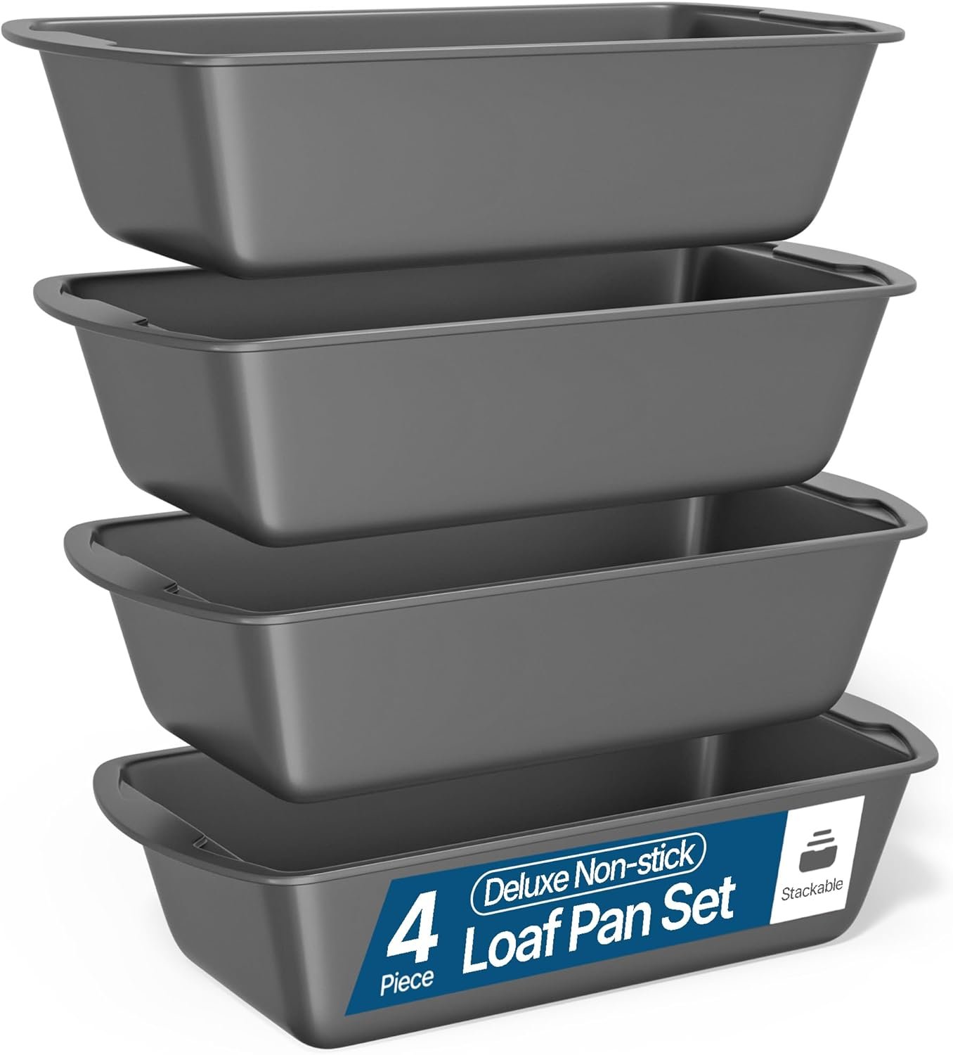 Bakken- Swiss Loaf Pan Set 4-Piece – Deluxe Nonstick Carbon Steel Bakeware for Perfect Bread and Cakes – Dishwasher Safe, Premium Pans for Home Baking