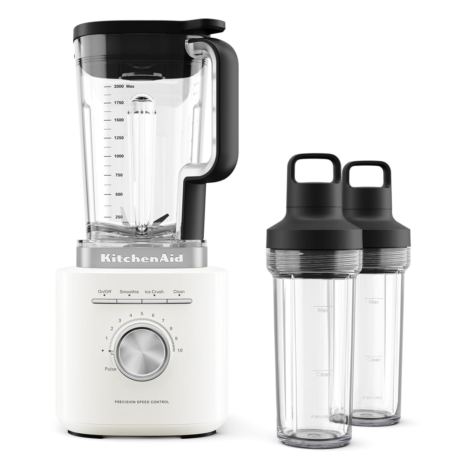 KitchenAid Pure Power Blender with 2 Blending Jars, 1700 Watt Peak Power* | 68 oz Blending Jar, Includes 2 16-oz Personal Blending Jars, Precision Speed Control Knob, Smoothie cycle, Model KSB2078PL