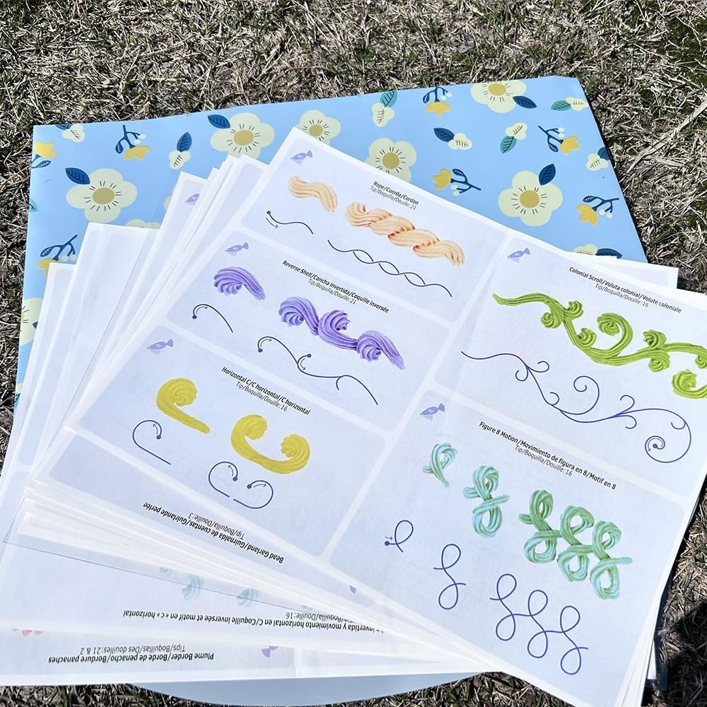 Cake Practice Decorating Board Set with Storage Bag, 23 Sheets Icing Piping Nozzles Practice Drawings Cake Decorating Kit Supplies