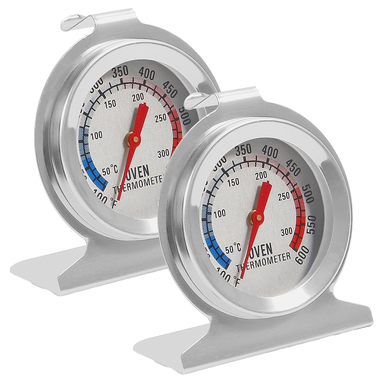 2 Pack Oven Thermometer Instant Read Stainless Steel Grill Thermometer 50-300°C/100-600°F for Kitchen Cooking Baking