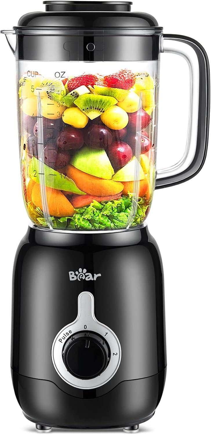 Bear Blender, 2025 New 700W Smoothie Countertop Blender with 40oz Cup for Shakes and Smoothies, 3-Speed for Crushing Ice, Puree and Frozen Fruit with Autonomous Clean | 40oz Cup for Shakes and Smoothies, 3-Speed for Crushing Ice, Puree and Frozen Fruit with Autonomous Clean
