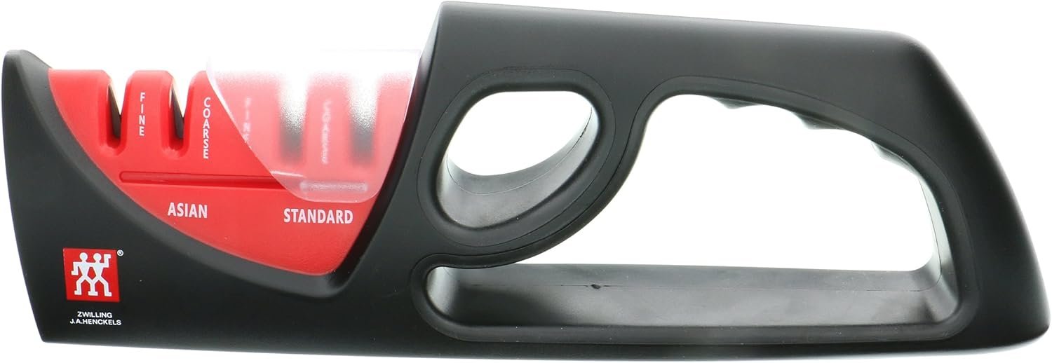 Zwilling 4-Stage Ultra-Sharp Knife Sharpener, Easy to Use Safe No Slip Base | Restores Ultra-Sharp Blades in Seconds. For Western & Asian Style Blades. Sharpening Ceramic Rods Have Coarse & Fine Grits
