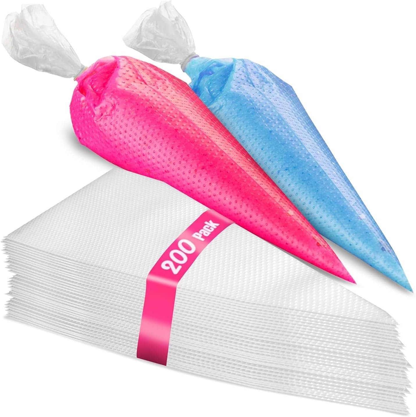 Set of 200 – Anti Burst Piping Bags 12 Inch – Prestee Tipless Icing Bags – Durable Frosting Piping Bag Tools – Pastry and Cookie Decorating Supplies