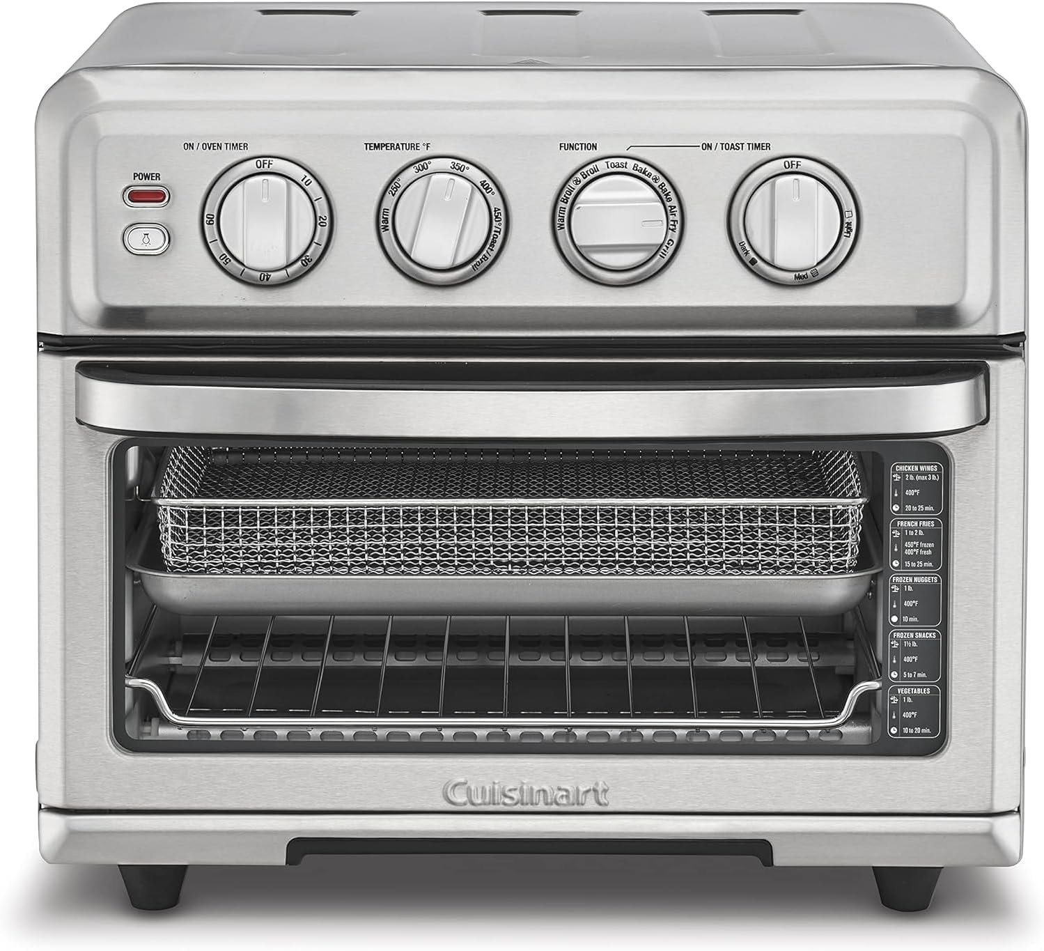 Cuisinart Air Fryer Toaster Oven, 1800W, 8-in-1 with Air Fry, Convection, Broil & Warm, 0.6 Cubic Feet, 60-Minute Timer, TOA-70NAS, Stainless Steel | 8 Functions Incl Air Fry, Convection and Grill, 1800W, 0.6 Cu Ft, 450 Degree F, 60-Min Auto Shutoff, Air-Fry Basket