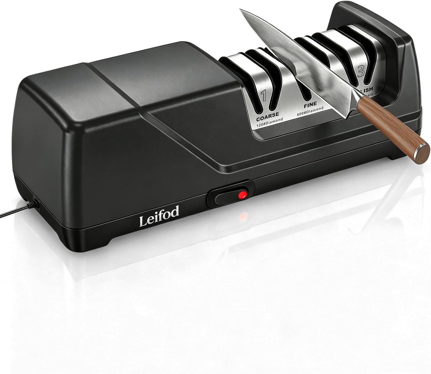Electric Knife Sharpener for Kitchen, 3-Stage System & 15° Angle Guide | Professional Automatic Sharpener,100% Diamond Abrasives, Ideal for Chefs & Beginners, Compatible With All Knives