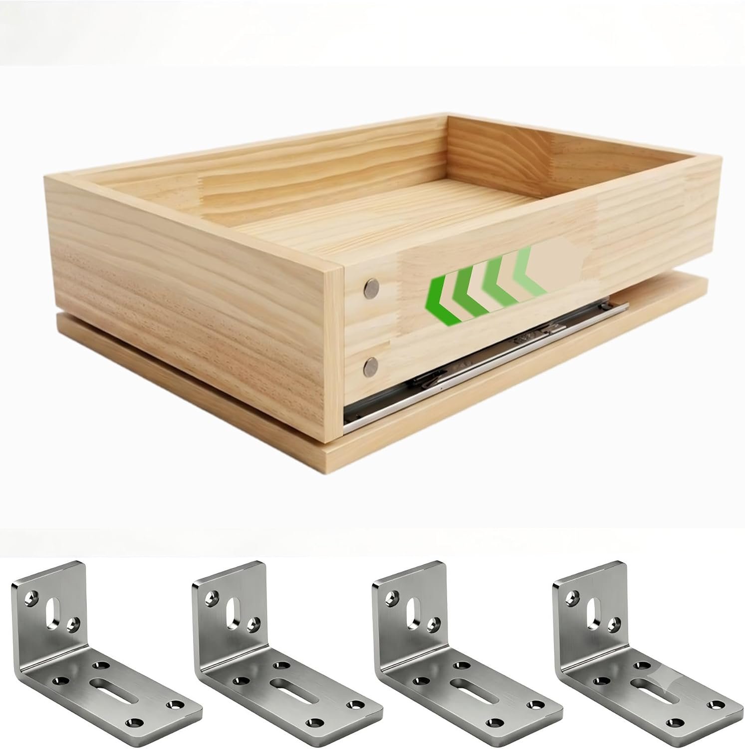Pre-Assembled Pull Out Cabinet Drawer with L-Brackets No Shelf Required | All 3/4″ Solid Wood Construction Soft Close Slide（14”W x 21”D）
