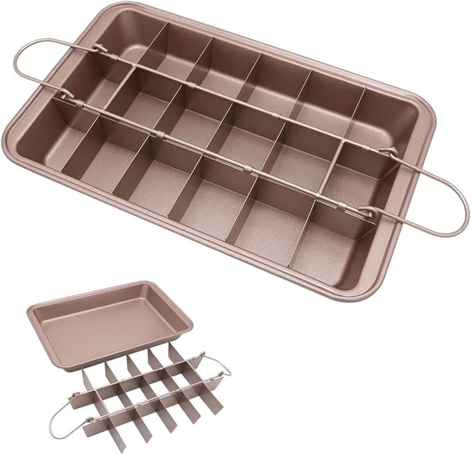 Brownie Pan with Dividers, Non-Stick Backing Pan, 18 Pre-slice All Edges, Muffin and Cupcake for Baking, Brownie Bites – 12 X 8 X 2 Inches | Brownie Pan with Dividers, Non-Stick Backing Pan, 18 Pre-slice All Edges, Muffin and Cupcake, 12 X 8 X 2 Inches