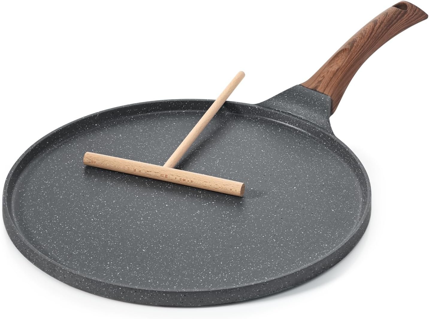SENSARTE Nonstick Crepe Pan, Swiss Granite Coating Dosa Pan Pancake Flat Skillet Tawa Griddle 10-Inch with Stay-Cool Handle, Induction Compatible | Swiss Granite Coating Dosa Pan Pancake Flat Skillet Tawa Griddle with Stay-Cool Handle, Induction Compatible