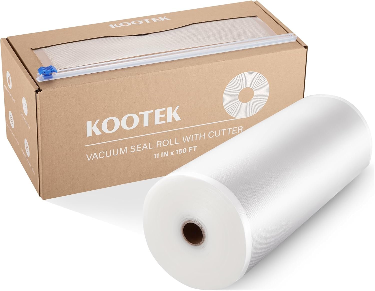 Kootek 11″ x 150′ Vacuum Sealer Bags Roll for Food with Cutter Dispenser, Commercial Grade Vacuum Seal Bags, BPA Free, Customized Size Food Bags for Storage, Meal Prep and Sous Vide