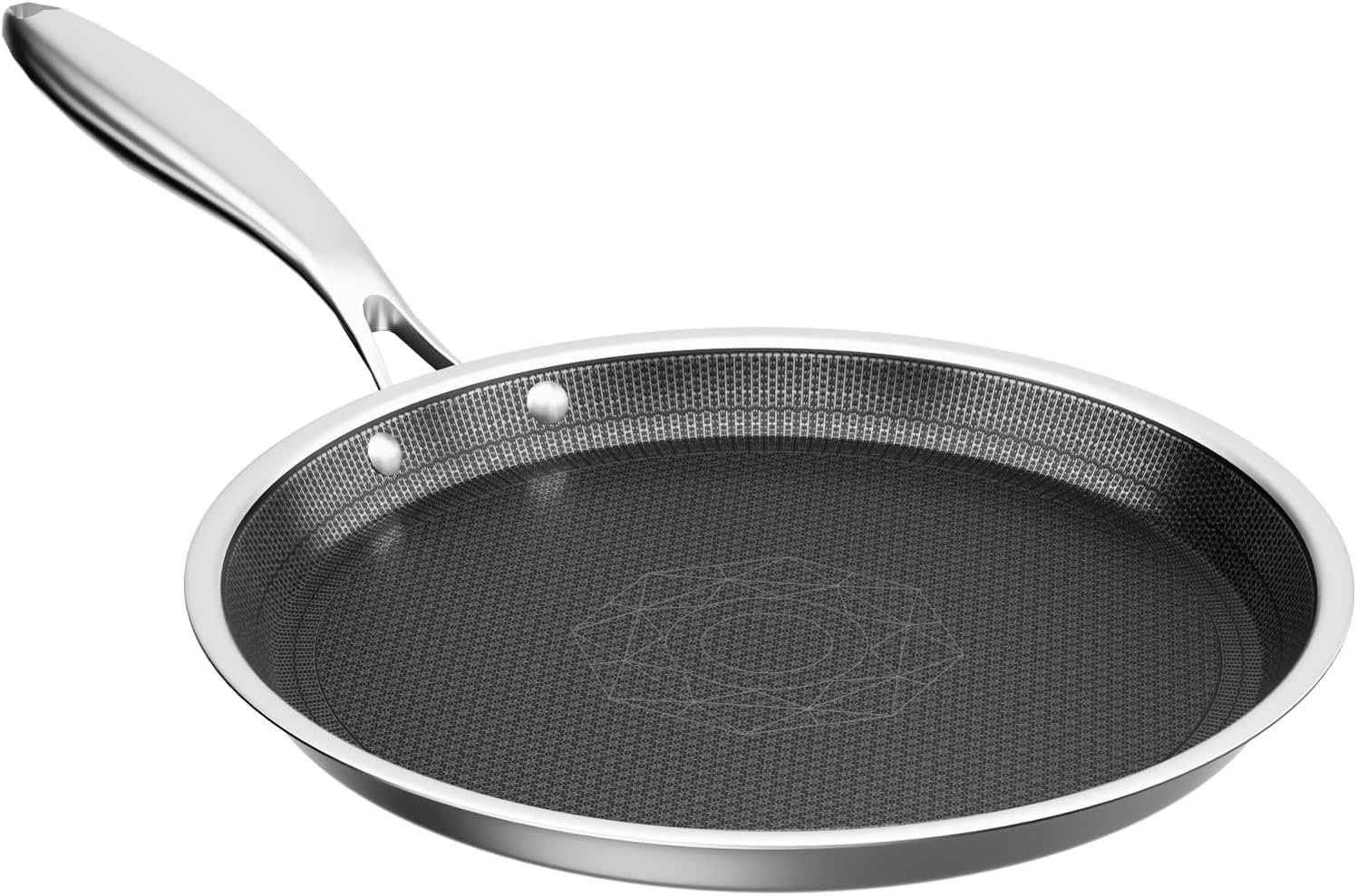 COOKER KING 11-inch Non-Stick Griddle, Crepe Pan for Pancakes, Tortillas | Non-Toxic Coating Comal, Dishwasher & Oven Safe, Induction Ready, Stay-Cool Handle, 3-Ply Clad Stainless Steel for Fast Heat