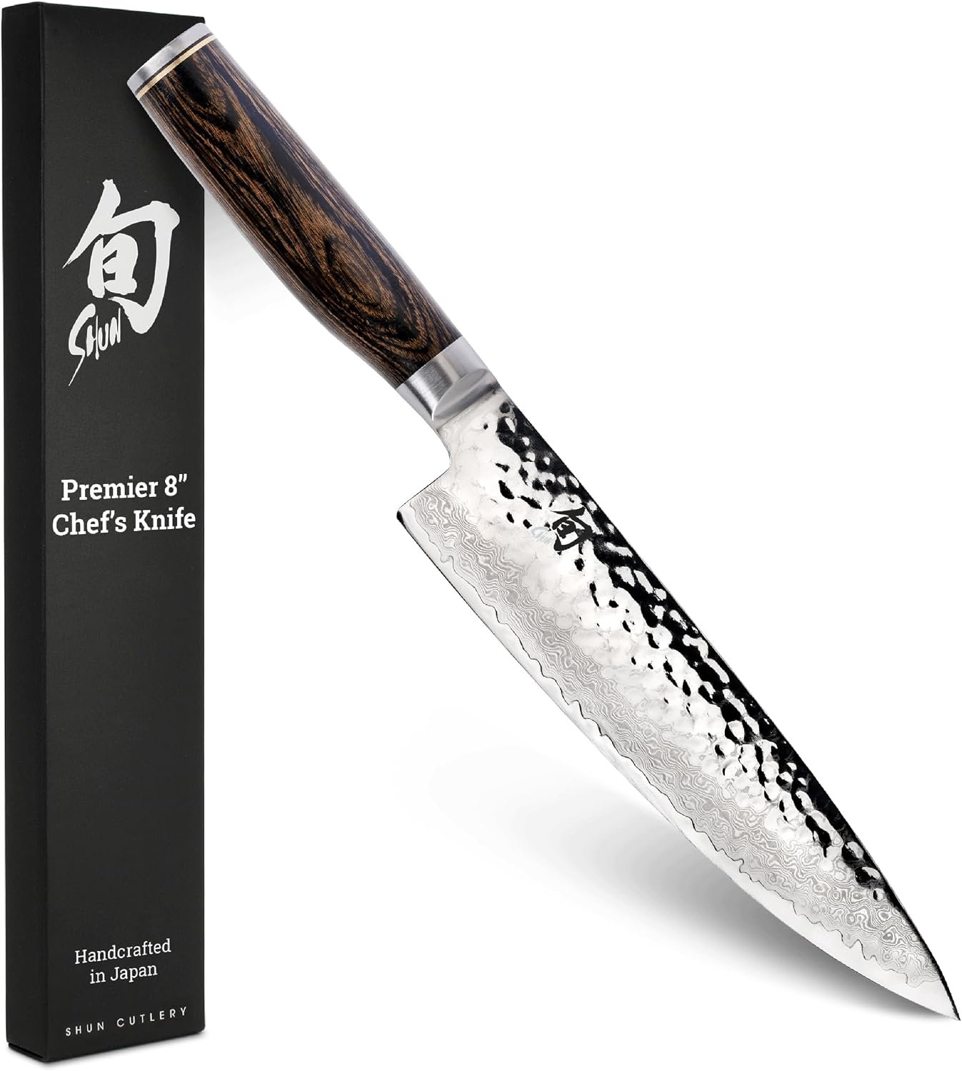 Shun Premier 8″ Chef’s Knife, Handcrafted Japanese Kitchen Knife for Professional and Home Chefs, VG-MAX Core with Damascus Stainless Steel Cladding, Pakkawood Handle | Handcrafted Japanese Kitchen Knife, VG-MAX Core, Damascus Stainless Steel Cladding, Pakkawood Handle