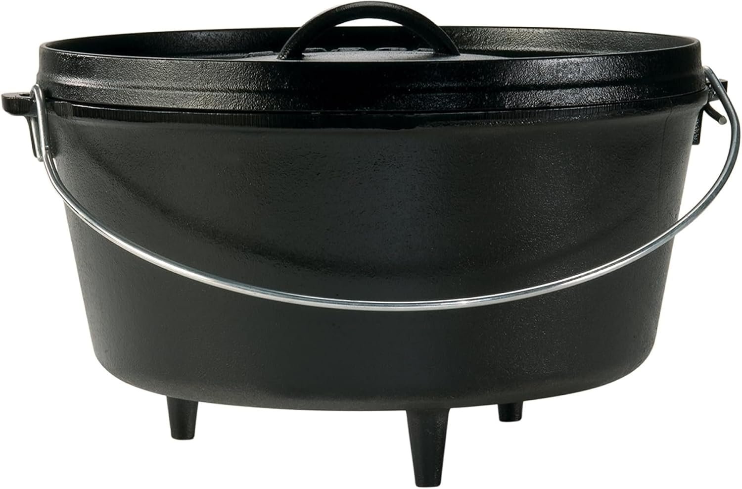 Lodge Seasoned Cast Iron Camp Dutch Oven with Lid – 8 Quart – Dual Handles – Seasoned Cast Iron Cookware with Steel Handle & Strong Lid for Heavy- Duty Camping Cookware