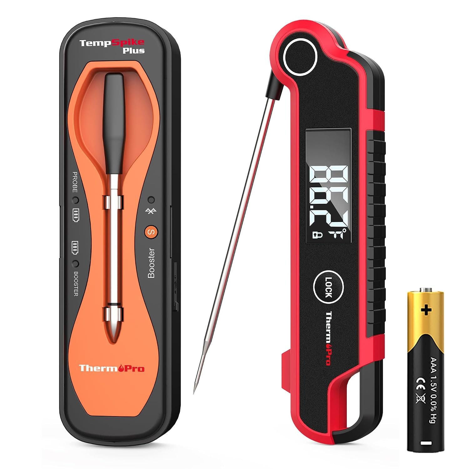 ThermoPro 2-in-1 Digital Meat Thermometer Set | 600FT Wireless Meat Thermometer, 0.5 SEC Thermocouple Instant Read Thermometer for Grill BBQ Smoker Oven Kitchen Cooking