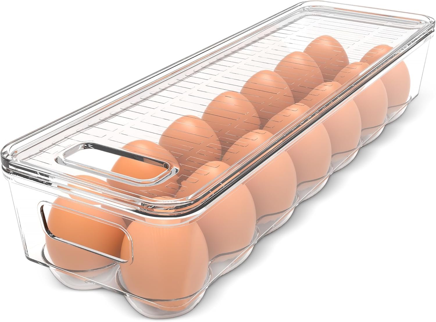 Utopia Home Egg Holder for Fridge, Stackable Egg Container, 1 Pack, Clear | With Lid and Handle, For Refrigerator Organization, Egg Holder For Kitchen or Pantry Organizers and Storage