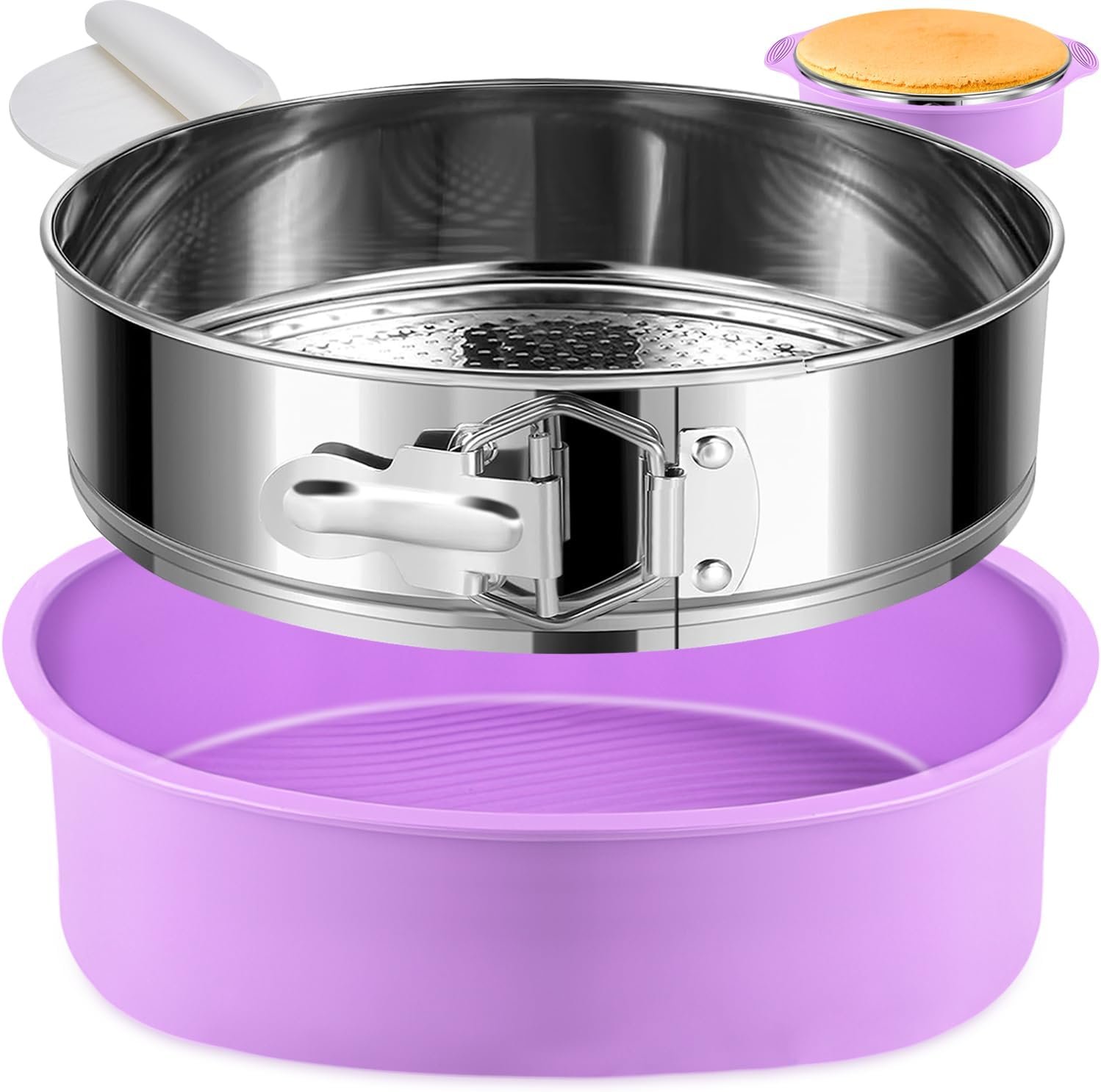 Non-toxic Springform Pan 9 Inch Nonstick Cheesecake Pan with Sleeve | Leakproof Spring Form Pan for Cheesecake, Stainless Steel 9 Inch Springform Pan, Cheese Cake Pans for Baking and Water Bath