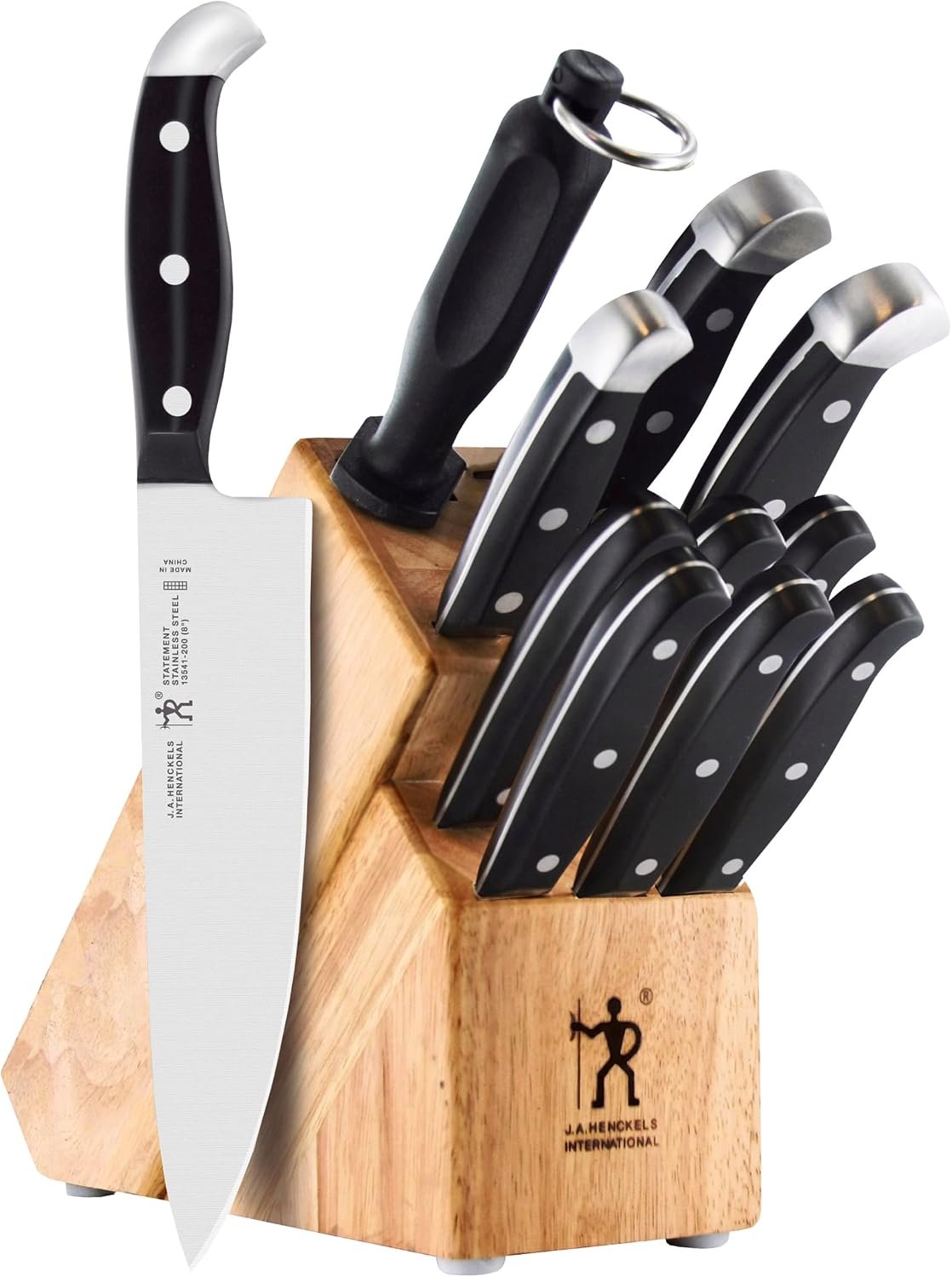 Henckels Statement 12-Pc Knife Block Set, Razor-Sharp, German Engineered | Informed by 100+ Years of Mastery. Effortless Cutting with Lightweight with Comfortable Grip, Dishwasher safe.