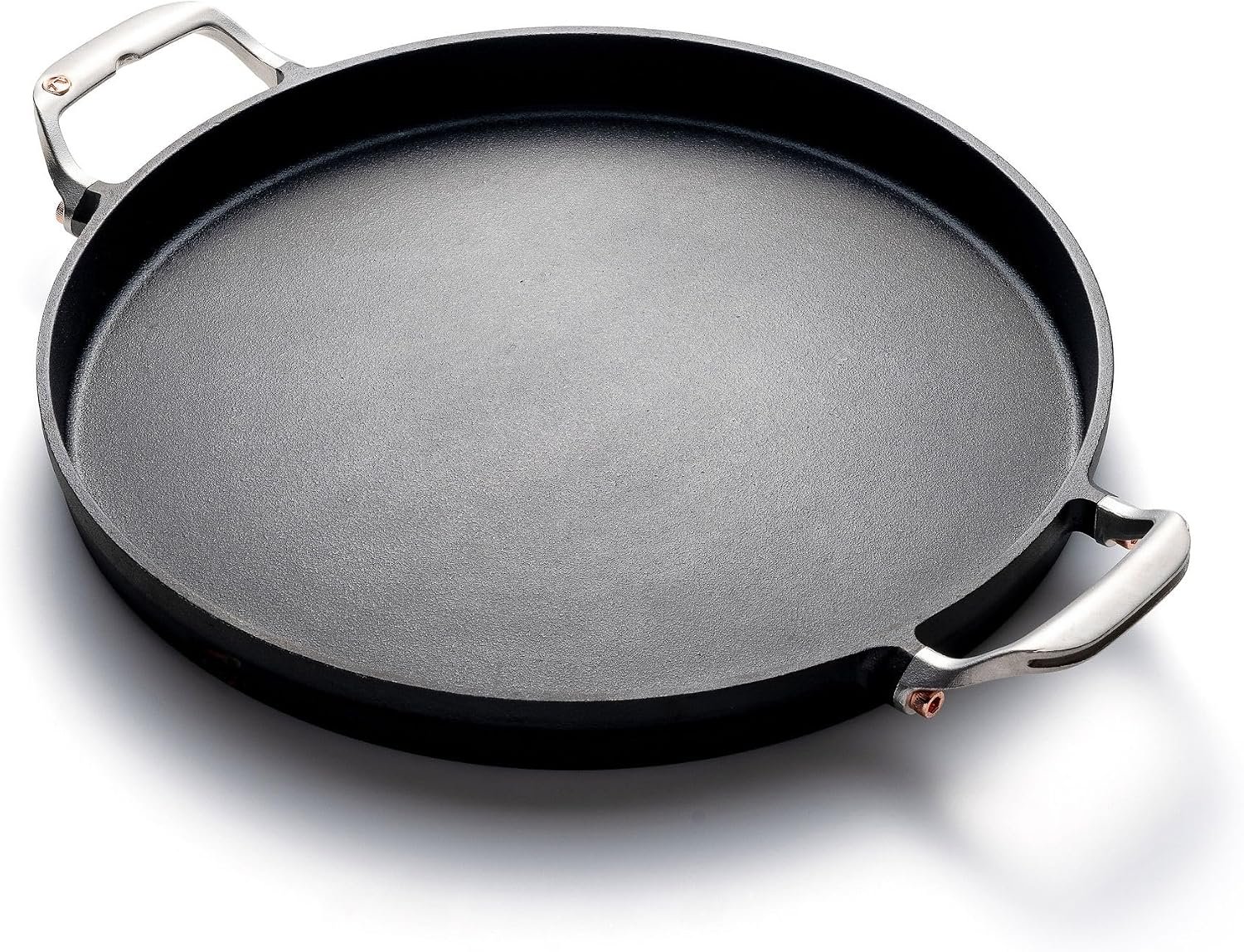 Outset BBQ Paella & Deep Dish Pizza Pan, 18.2” x 14.1” x 1.3″ Cast Iron Pan | Cast Iron Pizza Pan With Handles | Oven, Grill & Stovetop Compatible | Make Paella or Deep Dish Pizza | Naturally Nonstick