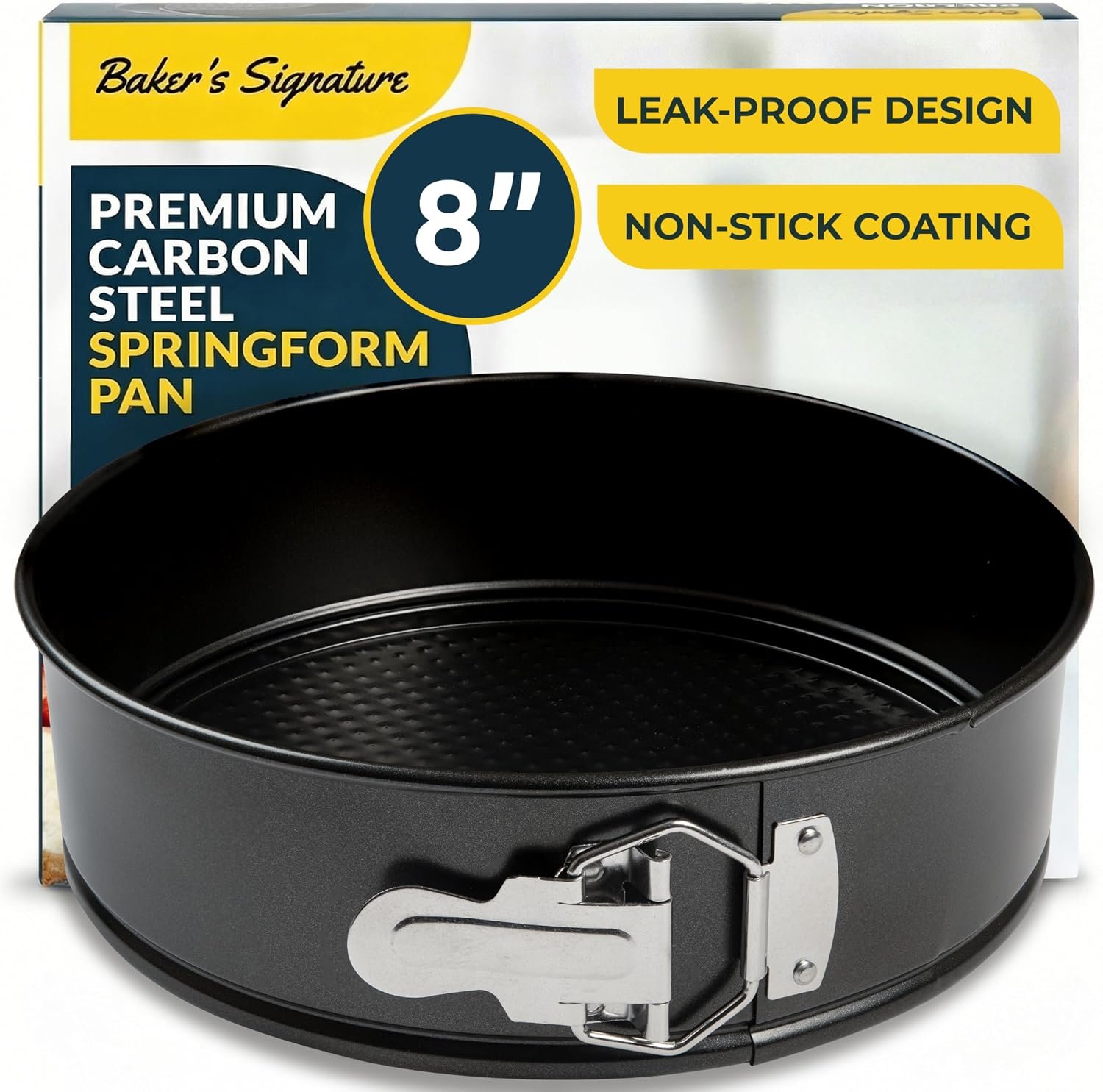 Cheesecake Pan 8″ Carbon Steel With Removable Bottom – Leakproof Design | Nonstick Coating Springform – Durable Cake Mold With Secure Latch, Even Heat Cheese Cake Pans For Baking