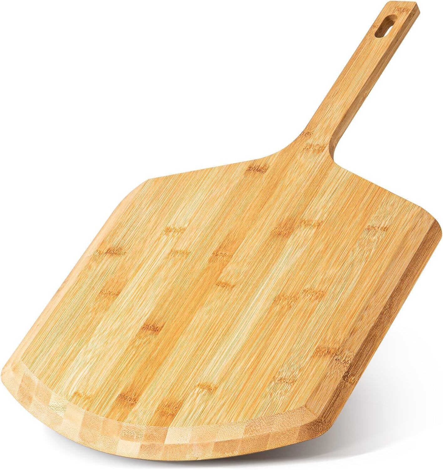 Pizza Peel 16 Inch, Natural Bamboo Pizza Board for Transferring & Serving | 16” Multi-Purpose Bamboo Pizza Cutting Board, Wood Pizza Spatula Paddle for Baking Homemade Cheese Bread Fruits Vegetables