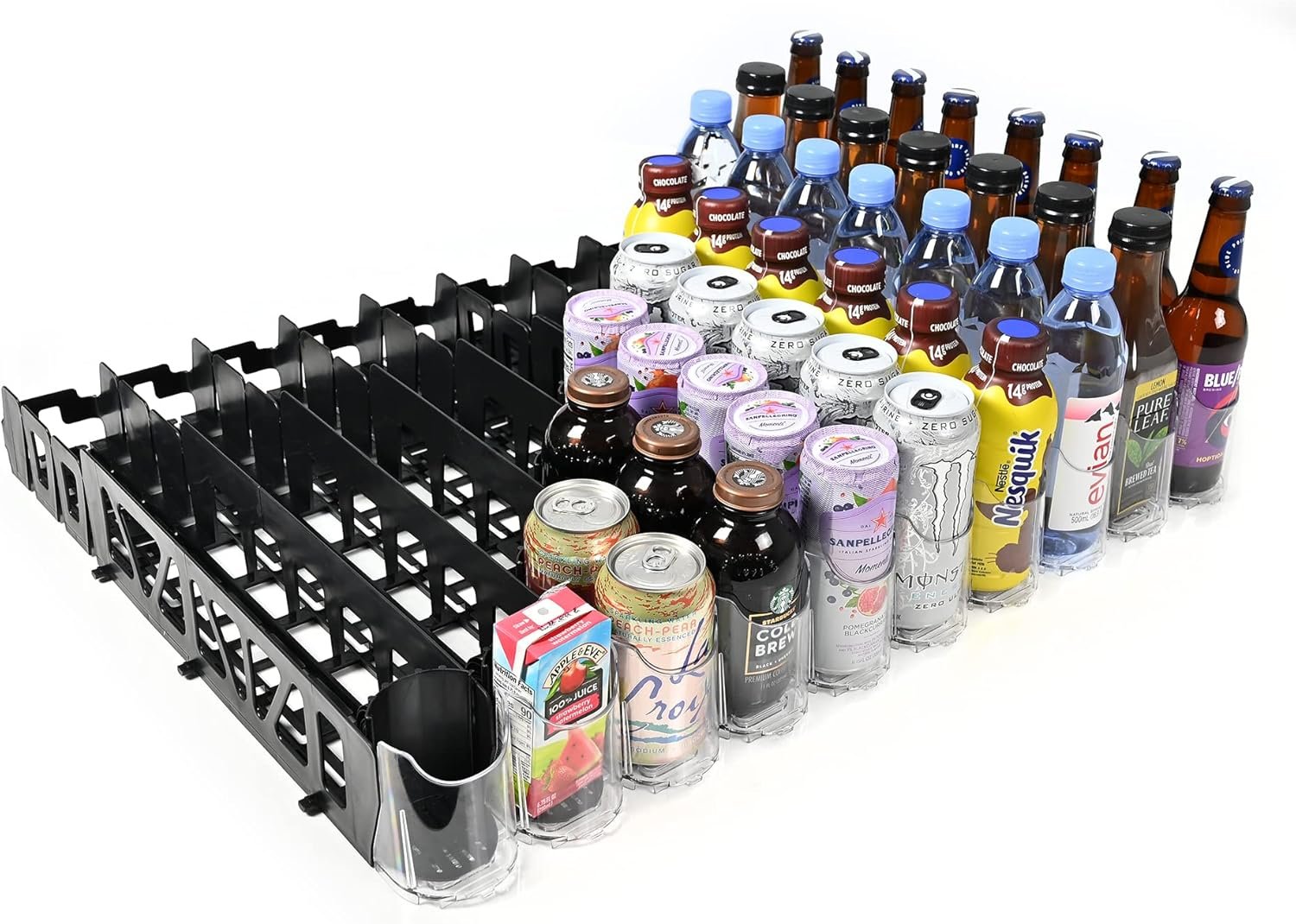 Drink Organizer for Fridge – Visi-Fast Push Dispenser, 12/16oz, 1-Pack