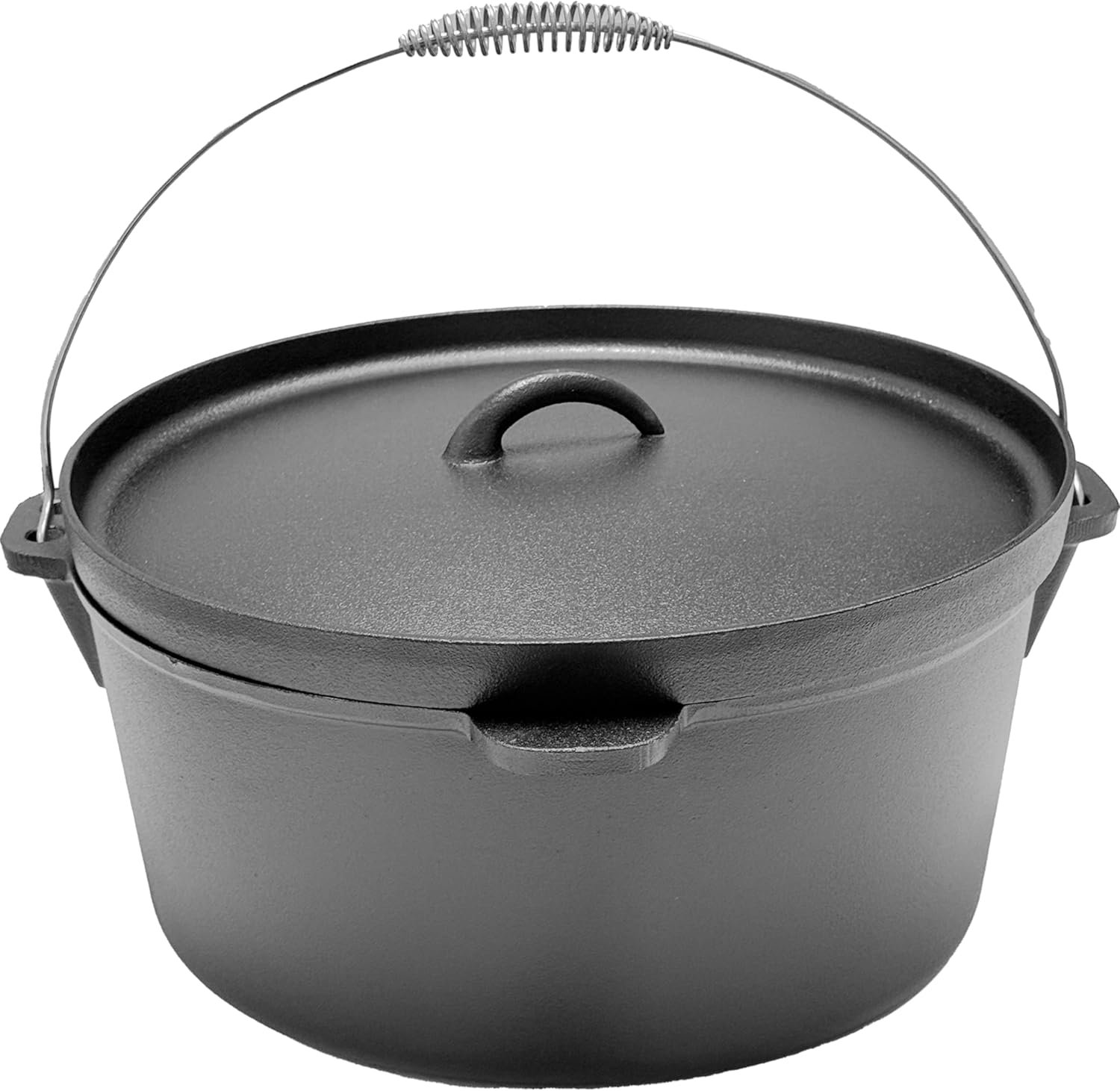 Cuisiland 16QT Cast Iron Dutch Oven with Lip Lid & Bail Handle | Extra Large, Pre-Seasoned, Campfire Pot for Outdoor Cooking, Heavy-Duty Camping Cookware, Even Heat