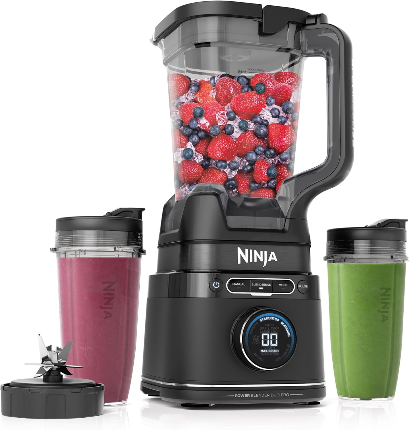 Ninja Detect Blender with Cups, BlendSense Tech, 72oz, 1800PW, Black, TB301 | BlendSense Tech for smooth results. 72-oz pitcher + (2) 24-oz to-go cups w/ lids. 1800 peak watts, dishwasher safe.